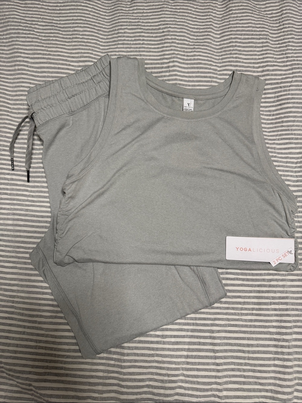 Yogalicious Light Gray Tank Top & Lounge Pants Set